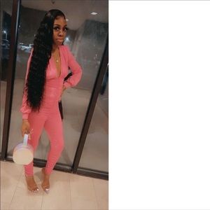 Pink Ruched Jumpsuit